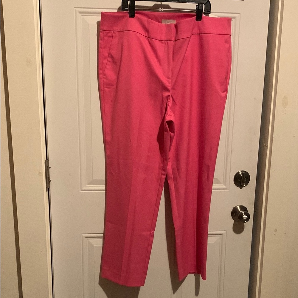NWT LOFT Bold Pink Trousers dress pants pencil pant size 14 US